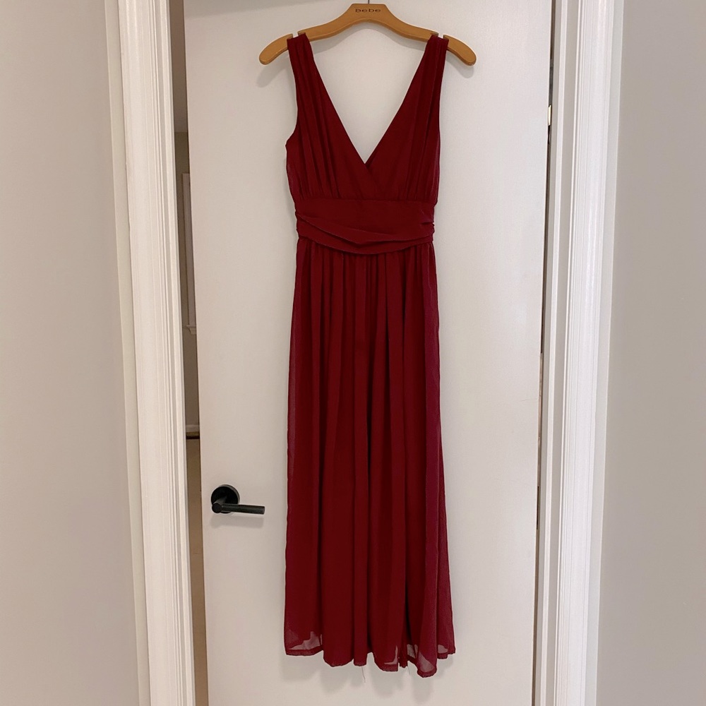 Charlotte Russe flowy empire burgundy maxi dress